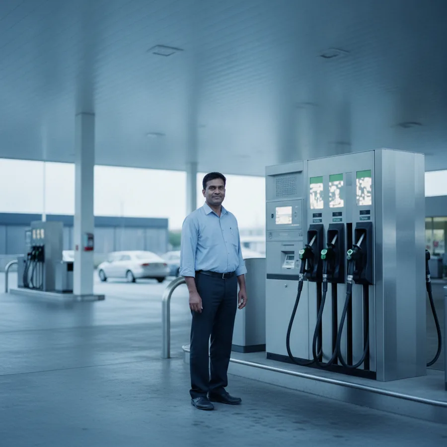 Fuel business owner at a station forecourt