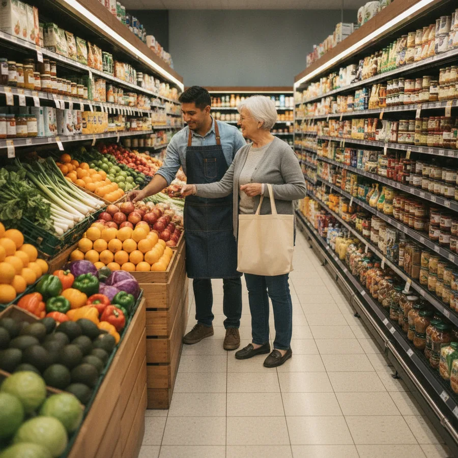 Grocery store owner in his shop