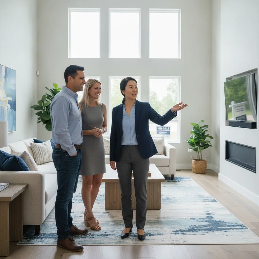 Real estate broker in a modern property