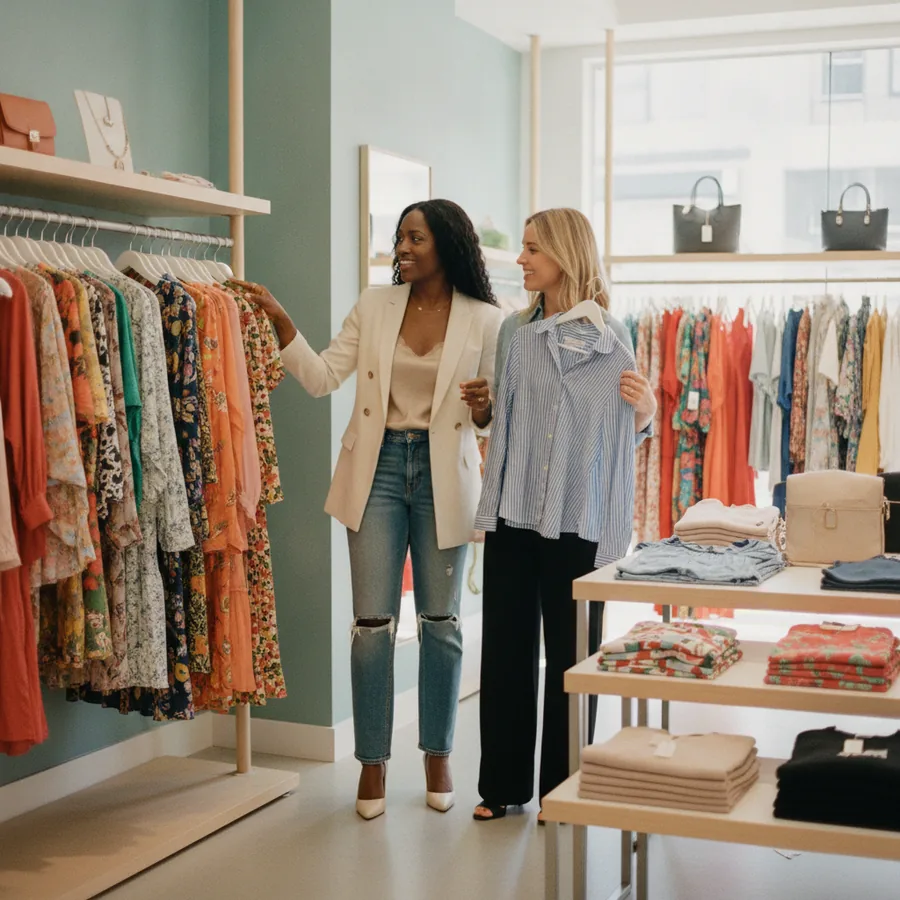Retail store owner standing in her boutique